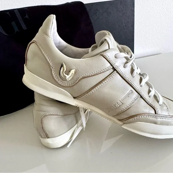 Gianfranco Ferre Cream Leather Sneakers, women, Size 38 - Picture 2 of 8
